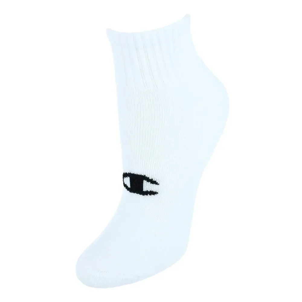 12 Pairs Champion womens Double Dry Performance Ankle Socks Blue‎ & White